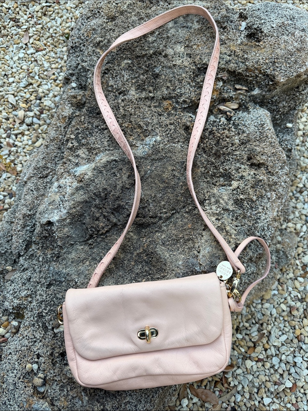 henri bendel Blush Pink Leather Crossbody with Turn-Lock